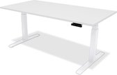 Zit sta bureau - hoog laag bureau - staan zit bureau - staand bureau – verstelbaar bureau – game bureau – 120 x 80 cm – wit onderstel – wit bureaublad