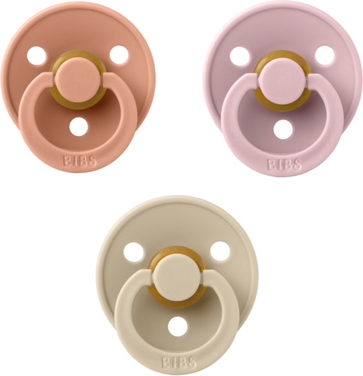 Goedkoopste Bibs fopspeen 0-6 maand set 3 stuks Vanilla,Dusky lilac en Peach maat 1