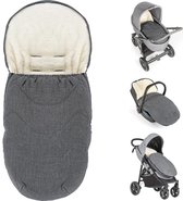 Universele voetenzak voor babyzitje, kinderwagen badkuip en buggy, 2-in-1 wintervoetenzak en zitkussen van behaaglijk fleece, babyvoetenzak met capuchon en tas, grijs
