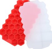 Waledano® Moule à glaçons en Siliconen avec couvercle - Moules à glaçons en forme de nid d'abeille - Moules à glace - Passe au lave-vaisselle - Entièrement pliable - 37 glaçons - Rouge