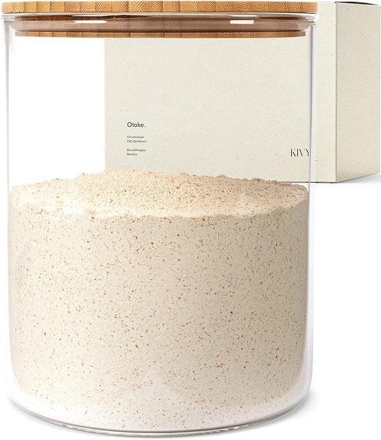 Glazen pot met bamboe deksel - 1200 ml