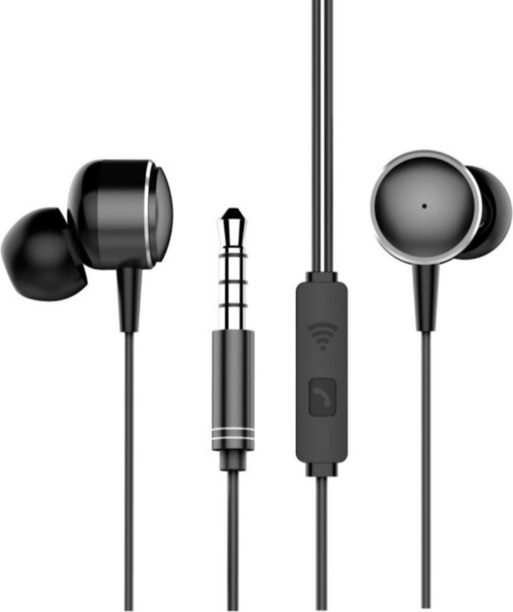 Earpods oortjes - In Ear Oordopjes - Bedrade earpods - Oortjes met Draad en Microfoon - Extra Bass - 3,5mm Jack Aansluiting - 120cm kabel - Grijs