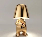 Tafellamp goud | Mr. Why | Nordic stijl | Decoratie | Standbeeld Led Tafellamp | USB oplaadbaar | 3 Niveau Helderheid |Nachtlampje | Bureaulamp
