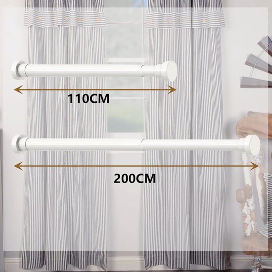 1 stuk douchegordijnstang zonder boren, uittrekbaar, telescopisch