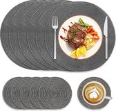 Placemats wasbaar | Ronde dubbelzijdige placemats van 38 x 38 cm, afwasbaar| Set van 6 placemats + 6 glazen onderzetters