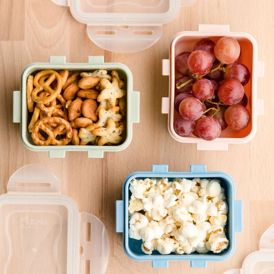 Lock&Lock (mini) Ensemble de Boîtes de conservation avec couvercle - Boîtes à collations - Boîte à collations - Récipients de conservation des Nourriture pour bébé - Set de 4 - Blauw pastel - 180 ml - Enfants et Adultes - Anti-fuite - Sans BPA