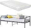 Slaapbank Jacobo - Met matras - 90x200cm - Zwart - Staal - Vintage Design