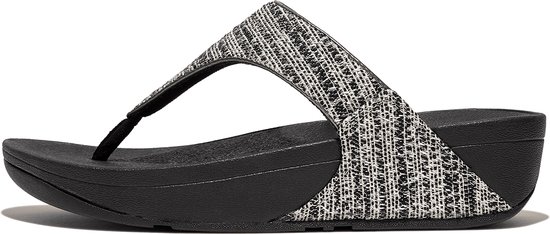 FitFlop Lulu Shimmerweave Toepost Sandalen/Slippers ZWART - Maat 36