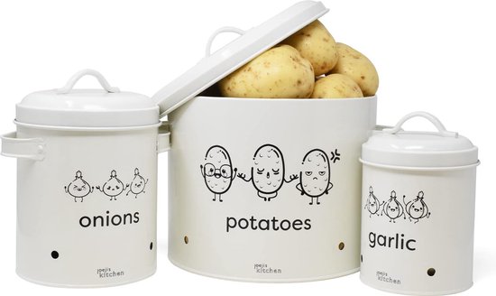 Set of 3 Potato Onion and Garlic Storage with Cover and Vent