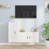The Living Store Ensemble meuble TV Classic - Meuble TV - Mural - Blanc - 80 x 34,5 x 40 cm + 40 x 34,5 x 80 cm