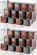 Nandy Home - Set de Bocaux de conservation (24 pièces) - Transparent / Anthracite - Plastique - Sans BPA - Hermétique