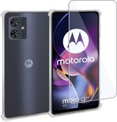 Geschikt voor Motorola Moto G54 Hoesje + Screenprotector – Gehard Glas Cover + Shock Proof Case – Transparant