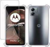 Hoesje geschikt voor Motorola Moto G14 + Screenprotector – Tempered Glass - Extreme Shock Case Transparant