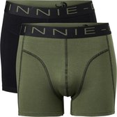 Vinnie-G Boxershorts 2-pack Black/Forest Green - Maat L - Heren Onderbroeken - Geen irritante Labels - Katoen heren ondergoed
