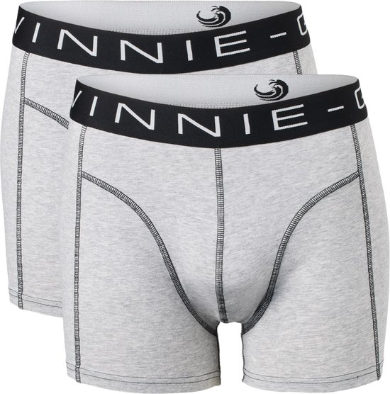 Vinnie-G Boxershorts 2-pack Grey Melange Stitches - Maat S - Heren Onderbroeken Grijs - Geen irritante Labels - Katoen heren ondergoed