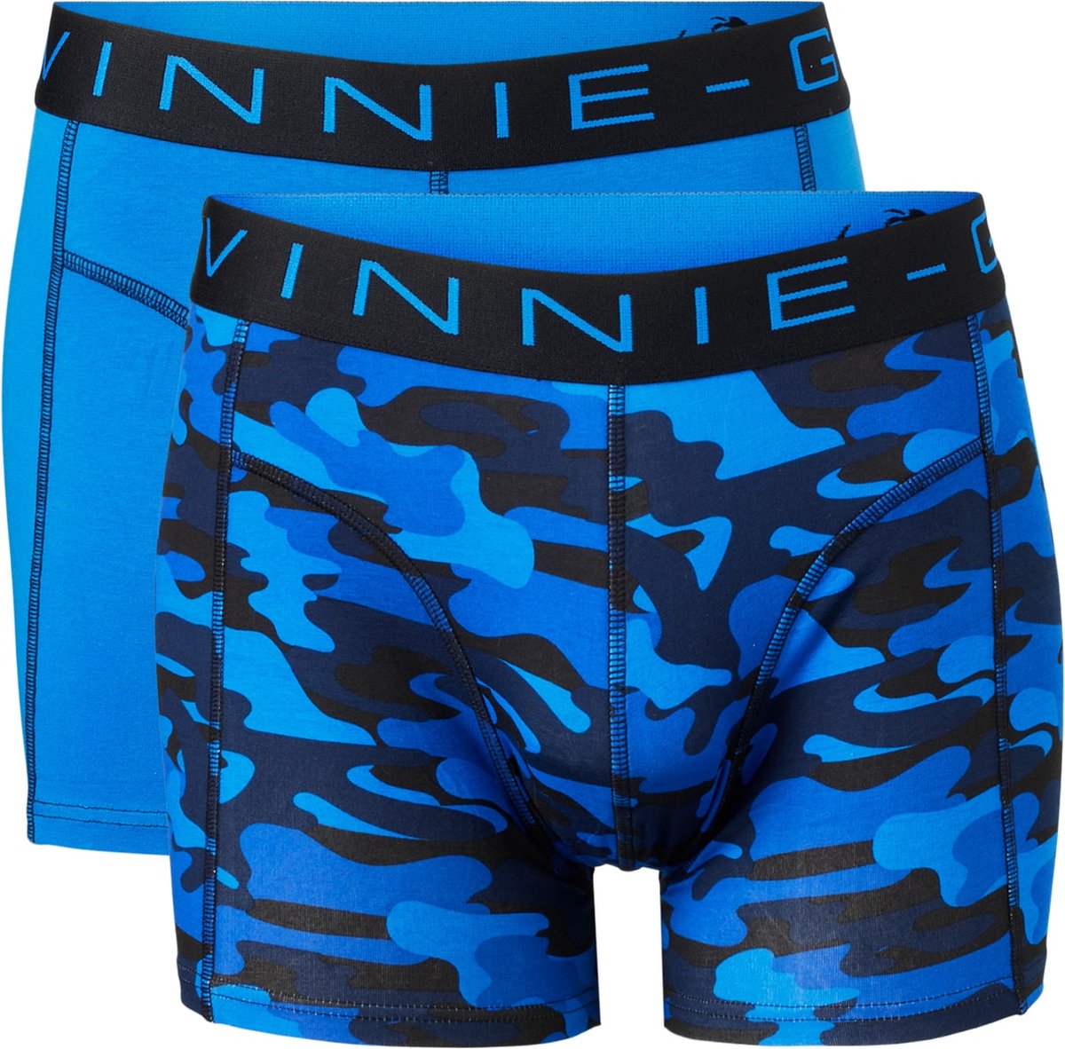 Vinnie-G Boxershorts 2-pack Black /Blue Army Combo - Maat XXL - Heren Onderbroeken Blauw/Legerprint - Geen irritante Labels - Katoen heren ondergoed