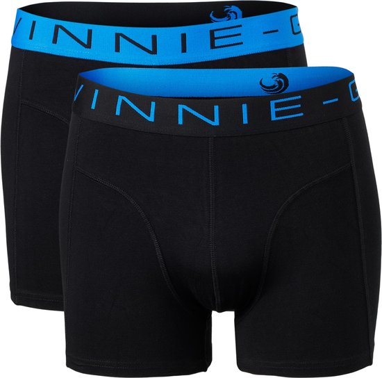 Vinnie-G Boxershorts 2-pack Black/Blue - Maat S - Heren Onderbroeken Zwart - Geen irritante Labels - Katoen heren ondergoed