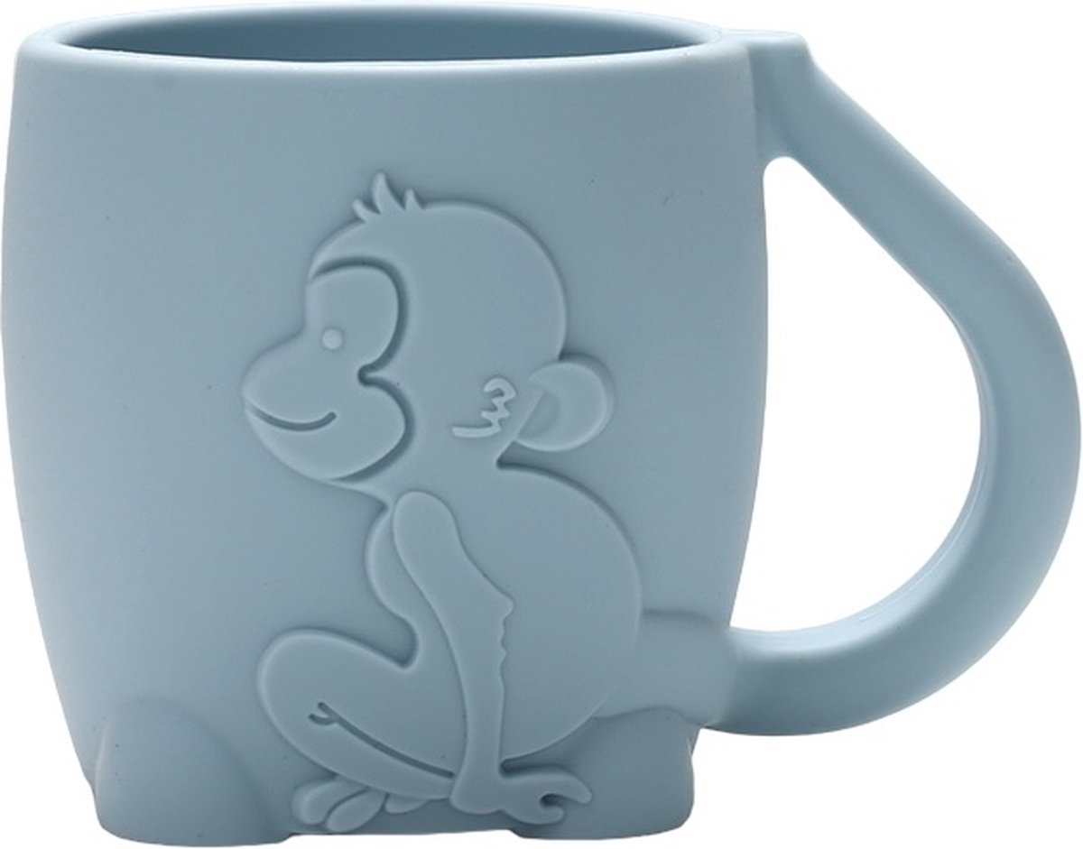 Goedkoopste JU&MP Kinderbeker Aap - Baby - Kinderservies - Drinkbeker Baby - Onbreekbaar - Blauw