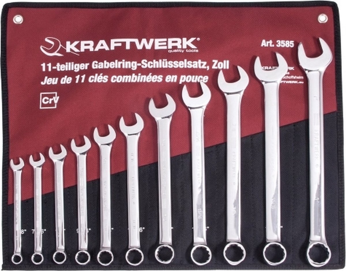 Kraftwerk - Steek-/ringsleutelset inch 11-delig
