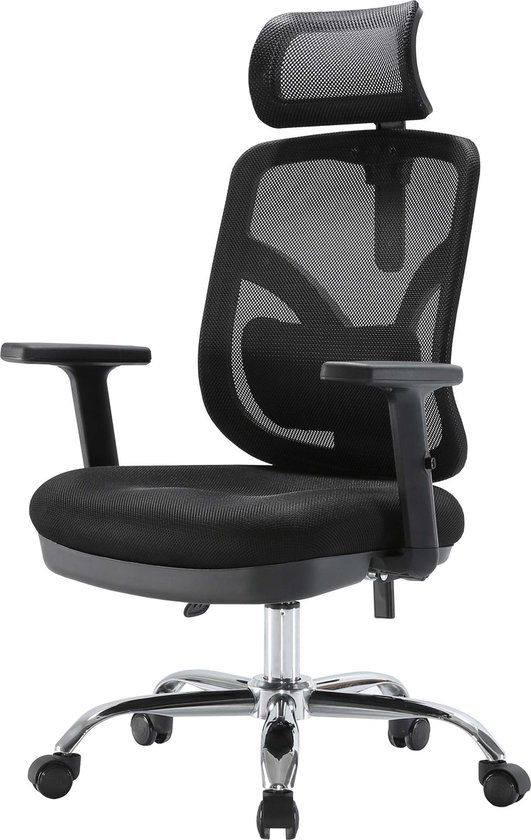 SIHOO bureaustoel bureaustoel, ergonomisch, verstelbare lendensteun en armleuning ~ zwart