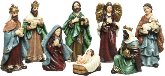 Foto: Decoris kerststal beelden kerstbeelden 8x st tot 9 cm polyresin