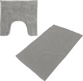 Tapis/tapis de séchage de salle de bain Urban Living - lot de 2 pièces - polyester - gris pierre