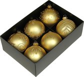 Othmar Decorations gedecoreerde kerstballen -6x -goud -glas 8cm