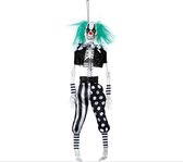 Fiestas Horror decoratie skelet/geraamte pop - horror clown - 40 cm - griezelige Halloween hangdecoratie