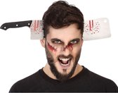 Halloween/horror verkleed hoofdband - dikke pech - hakmes door je hoofd - kunststof