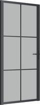 vidaXL - Binnendeur - 93x201,5 - cm - matglas - en - aluminium - zwart