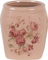 Clayre & Eef Bloempot 14x14x16 cm Roze Keramiek Bloemen Bloempot Binnen