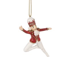 Clayre & Eef Kersthanger Notenkraker 11 cm Rood Wit Polyresin