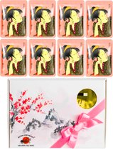 Mitomo Camellia Flower Oil & Matcha Gezichtmaskers - Giftset Vrouw - 8 x 25g - Verjaardag Cadeau Vrouw - Geschenkset Vrouwen