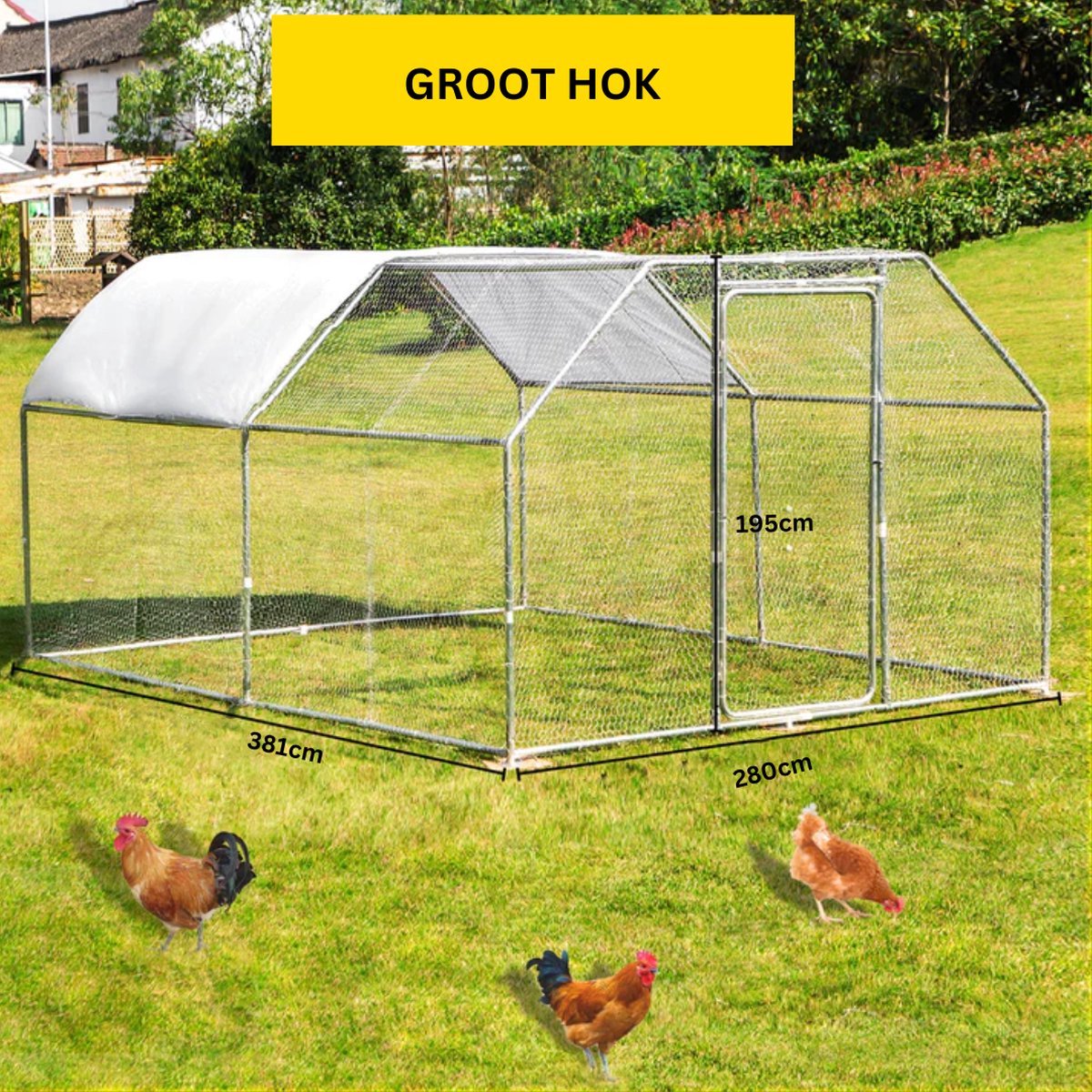 Happyment Kippenren Deluxe - Konijnenren - Konijnenhok - Konijnenren Voor Buiten - Metaal - 290 x 198 CM thumbnail 3