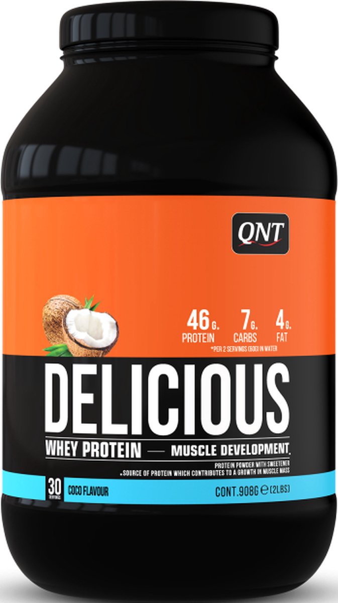 Goedkoopste QNT|Delicious Whey|Protein Eiwitpoeder|Eiwitshake| 908 gr |Kokos