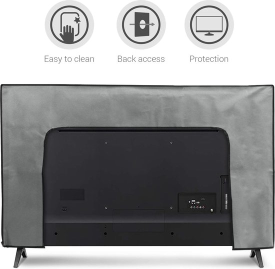 kwmobile tv hoes voor 43 TV cover - Beschermhoes voor televisie - Voor binnen - Kat Meow in grijs/zwart