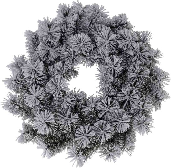 Cheqo® Kerstkrans met Sneeuw - Krans - Kerstdecoratie - Kerstmis - Groen en Wit - ø40 cm
