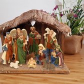 Figurines de crèche Cheqo® - Figurines de crèche - Groupe de Noël - Figurines de Noël - Polystone - 11 pièces