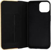 Houten design flip case, iPhone 14 – Bamboe met zwart leer