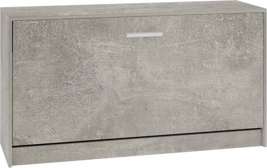 The Living Store Banc à chaussures Gris béton - Bois - Aluminium - 80x24x45cm - Trendy - Pratique