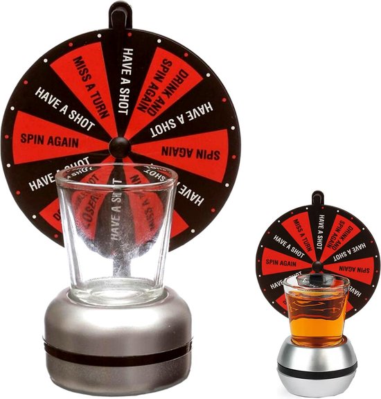 Cheqo® Drankspel - Drankspelletje - Wheel of Shots - Met Shotglas - Cadeau