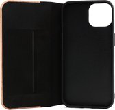 outen design flip case, iPhone 14 – Noten met zwart leer