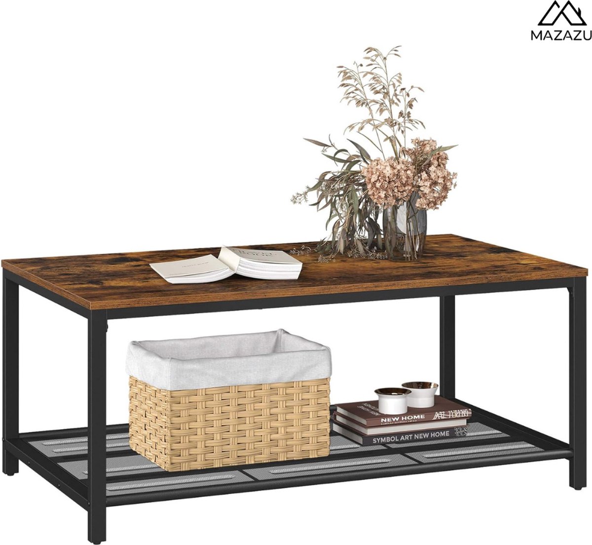 MIRA Home - Salontafel - Bijzettafel - Tafel - Sidetable - Vintage - 106x60x45 cm