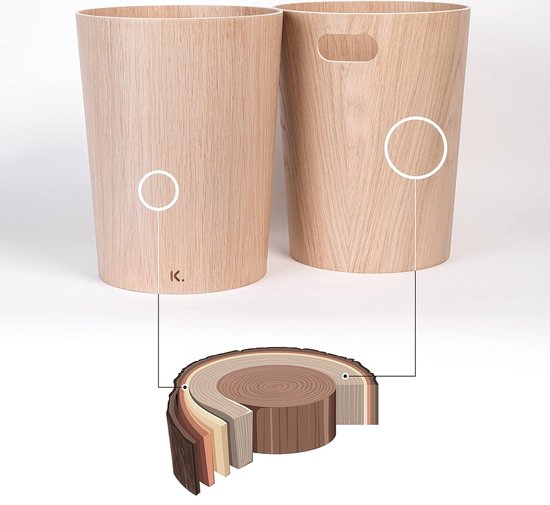 Poubelle en bois véritable, Poubelle moderne en bois pour bureau, chambre  d'enfant
