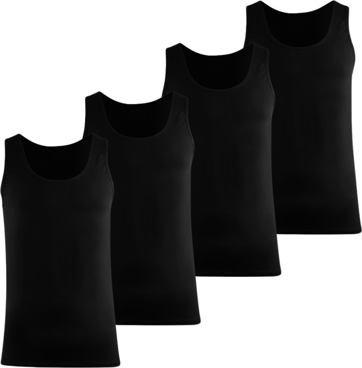 BOXR Underwear - Tanktop Heren - Singlet Heren - Bamboe Hemden Heren - 4-Pack - Zwart - XXL - Onderhemd Heren - Bamboe Hemden voor Mannen