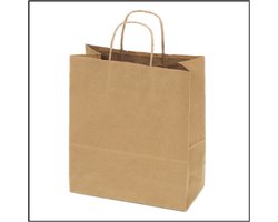 50 papieren draagtassen kraft extra groot (46 x 16 x 49) Papieren Draagtas met Gedraaid Papieren Koord - Hoogwaardig Natron Kraft Papier - 140 grams Dikte - Milieuvriendelijk en Stijlvol - Ideaal voor Geschenken en Kleine Aankopen