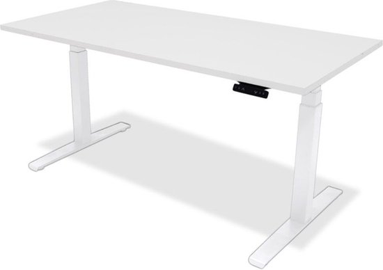 Zit sta bureau - hoog laag bureau - staan zit bureau - staand bureau – verstelbaar bureau – game bureau – 180 x 80 cm – wit onderstel – wit bureaublad