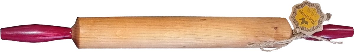 MAYSTERNYA Houten deegroller met handvaten - 50 x 4,5 cm - Bakken - Bakaccessoires en keukenbenodigdheden - Pizza Roller - Deegroller hout - Rood