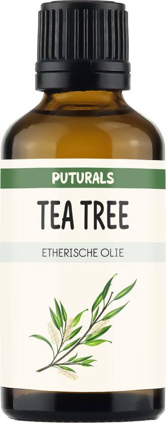 Tea Tree Olie 100% Biologisch & Puur - 50ml - Tea Tree Etherische Olie is Rijk aan Terpenen - Geschikt voor Huid, Haar en Nagels - Tegen Acne, Roos en Kalknagels - Tea Tree Olie in Crème, Bodylotion, Diffuser of Spray - Puur en COSMOS Gecertificeerd