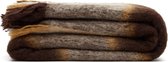 Kave Home - Grijs met bruin geruite Maro-deken met franjes 130 x 170 cm